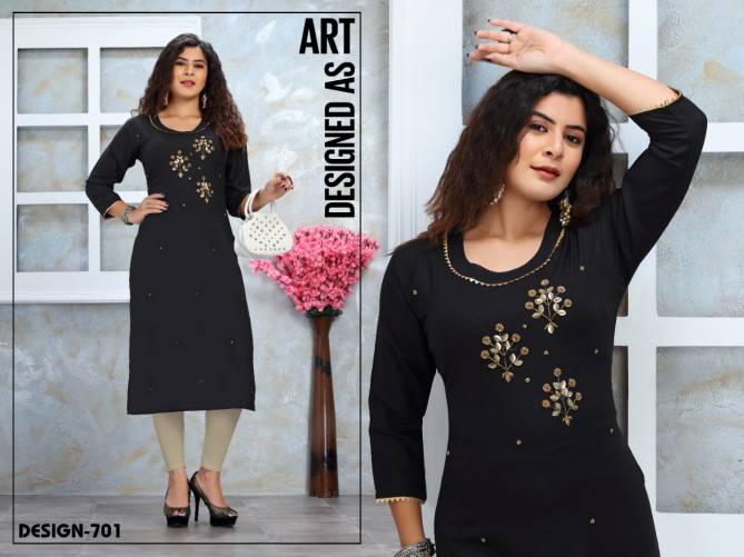 Flory Ethnic Wear Designer Rayon Embroidery Kurti Collection